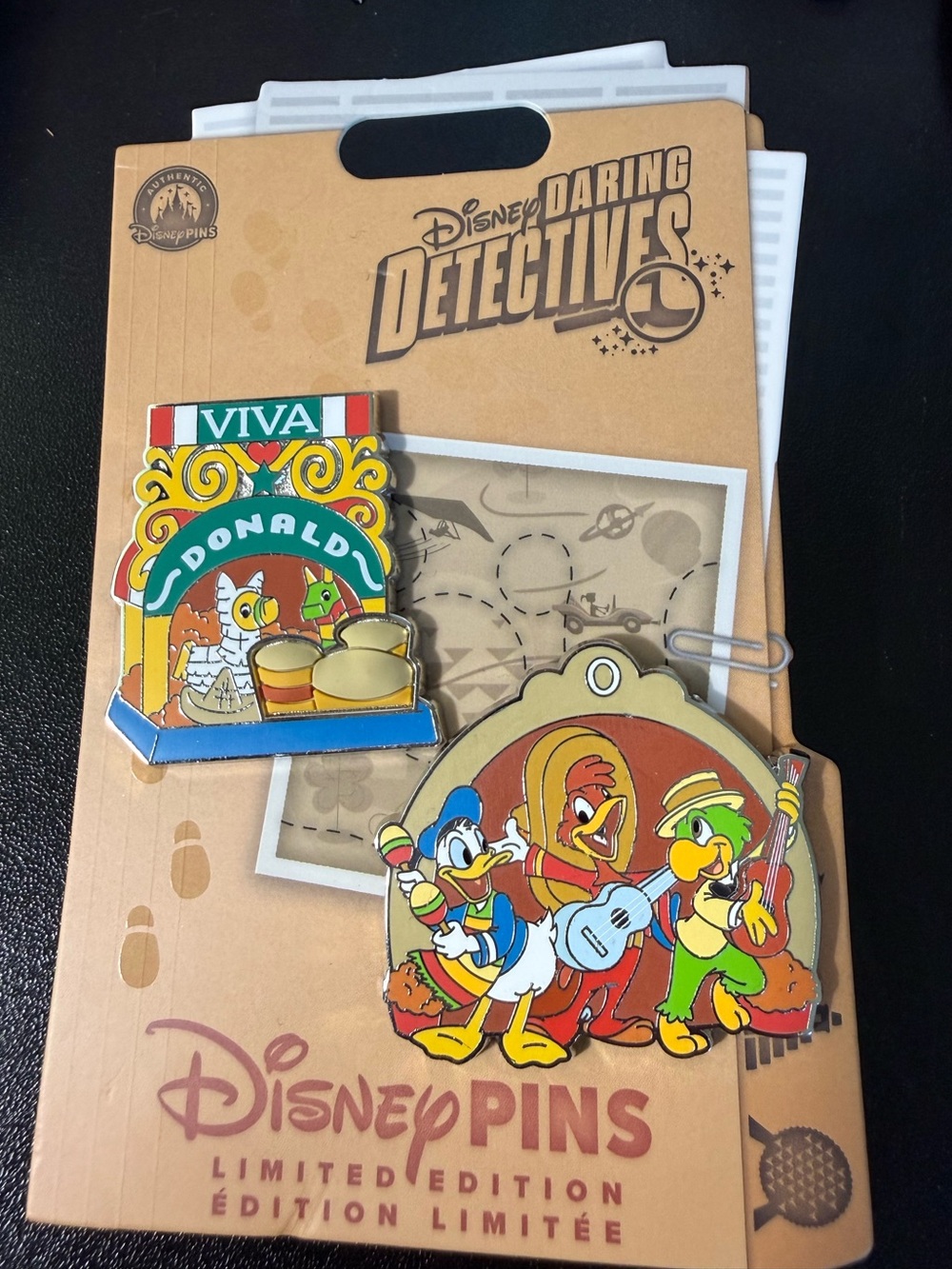 Disney Daring Detectives series Three Caballeros 2 Pin Set LE 3000 NWT